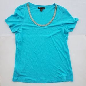 Tommy Bahama Shirt Women's Ice Cave Sadie Jersey Metallic Trim Tee Size Small